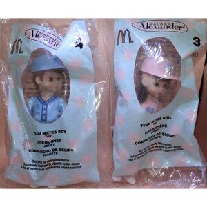 McDonald's Madame Alexander Set of 2 Baseball TEAM MATES BOY #4 & GIRL #3 Dolls